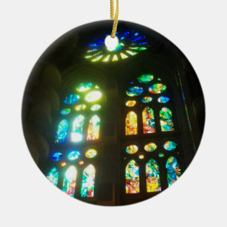 Orange and Blue Stained Glass Ceramic Tree Decoration