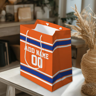 Orange and Blue Striped Sports Jersey Medium Gift Bag