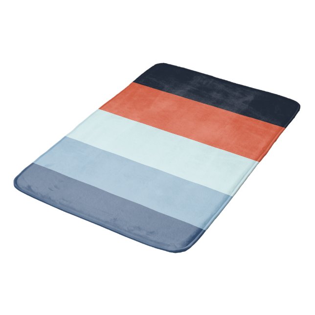 Orange and Blue Stripes Bath Mat (Angled)
