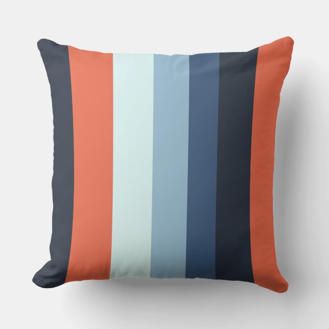 Orange and Blue Stripes Cushion (Front)