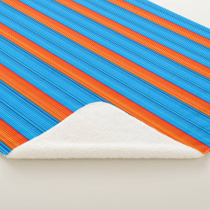 Orange and Blue Stripes Sherpa Blanket