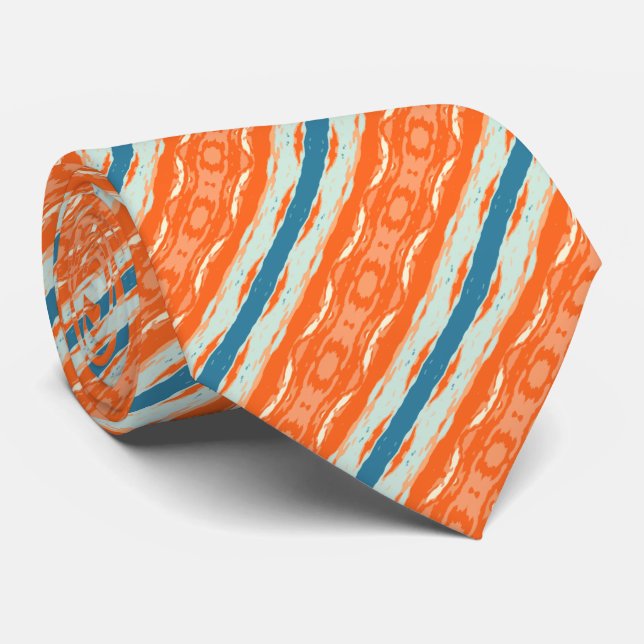 Orange and Blue Stripes Tie (Rolled)