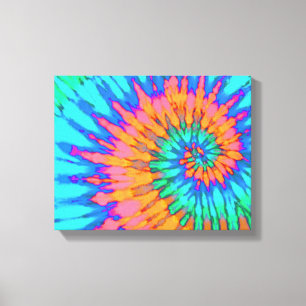 Orange and Blue Tie Dye 14"x11" Art Canvas Print