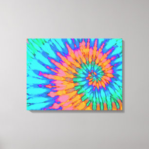 Orange and Blue Tie Dye 24"x18" Art Canvas Print