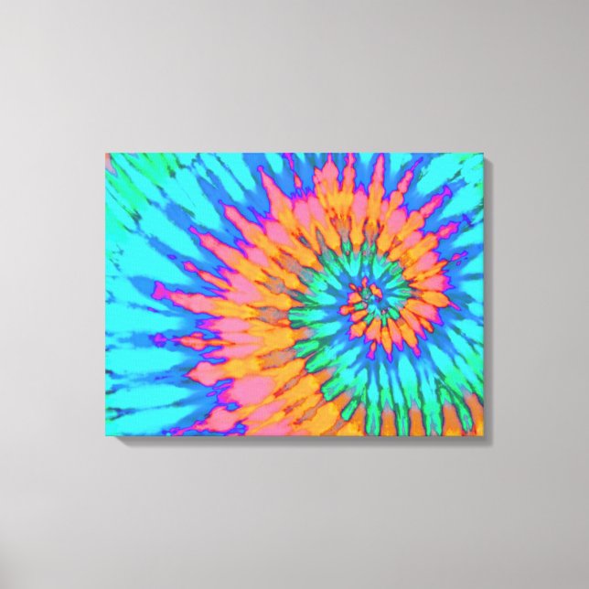 Orange and Blue Tie Dye 24"x18" Art Canvas Print (Front)