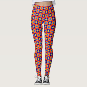 Orange and Blue Tile Leggings