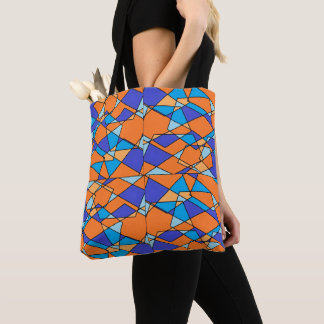 Orange and Blue Tote Or Crossbody Bag Geometric