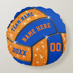 Orange and Blue Volleyball Gifts or Your Colours Round Cushion