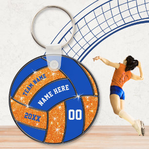Orange and Blue Volleyball Team Gifts Personalised Key Ring