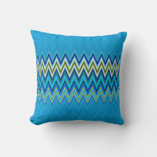 Orange and Blue Zigzag Pattern - 2 Sides 2 Colours Cushion