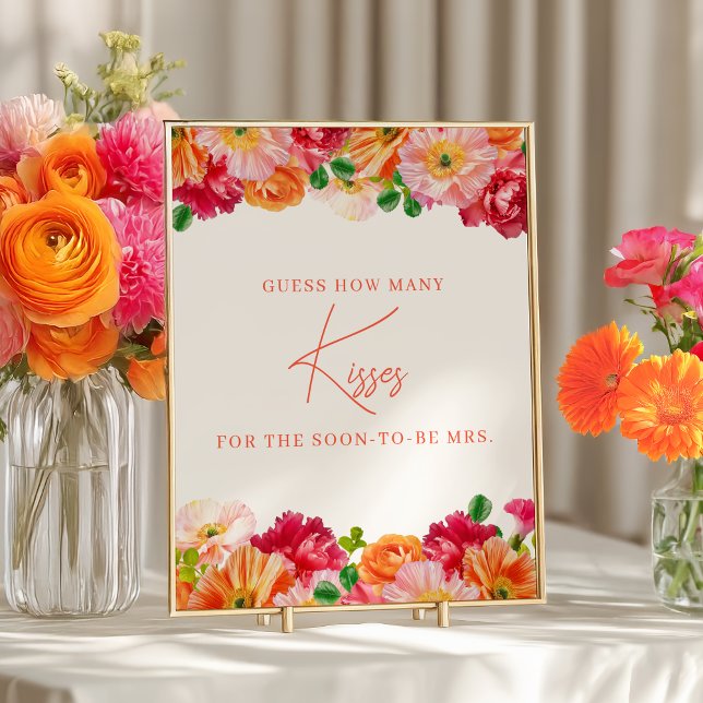 Orange and Bright Pink Guess How Many Kisses Game Poster (Creator Uploaded)