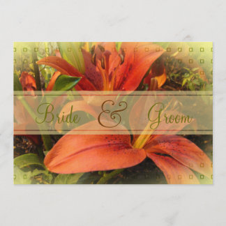 Orange and Brown 4 Lily  with Monogram Invitation