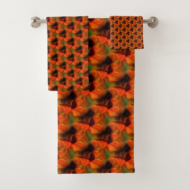 Orange And Brown Abstract Art Pattern      Bath Towel Set (Insitu)