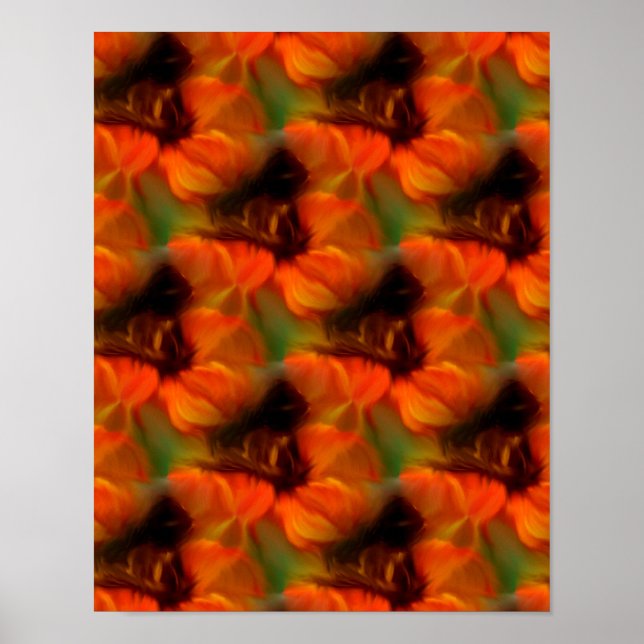 Orange And Brown Abstract Art Pattern     Poster (Front)
