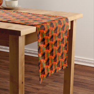 Orange And Brown Abstract Art Pattern Short Table Runner