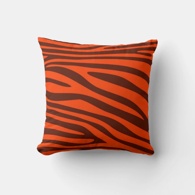Orange and Brown Animal print skin of Zebra Cushion (Front)