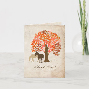 Orange and Brown Autumn Horses Thank You Card