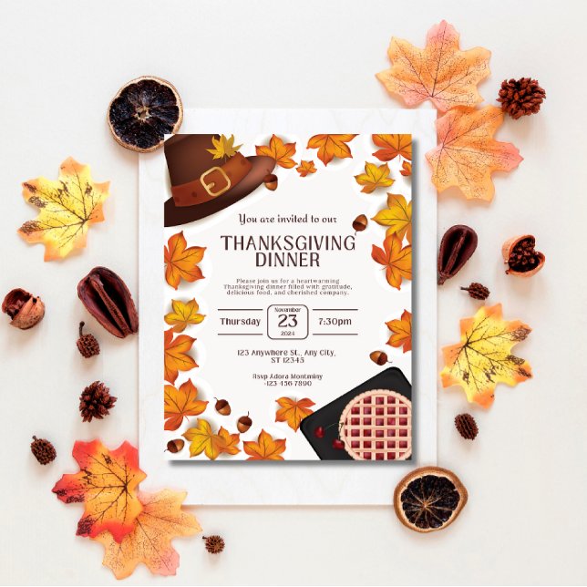 Orange and Brown Autumn Thanksgiving Dinner Invite (Creator Uploaded)