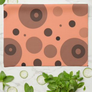 Orange and Brown Circles and Dots Tea Towel