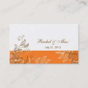 Orange and Brown Elegant Wedding Business Card