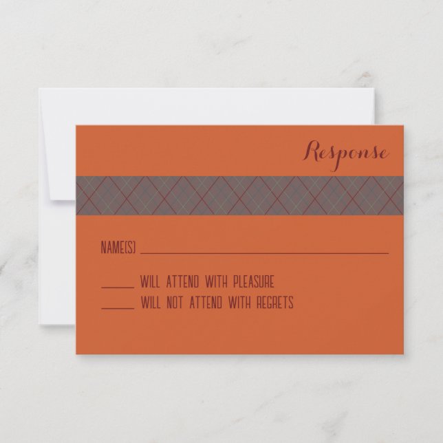 Orange and Brown Fall RSVP flat card (Front)