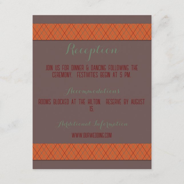Orange and Brown Fall Wedding Enclosure Card (Front)