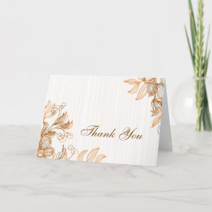 Orange and Brown Floral Thank You Card