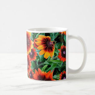 Orange and brown flowers coffee mug