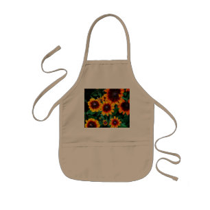 Orange and brown flowers kids apron