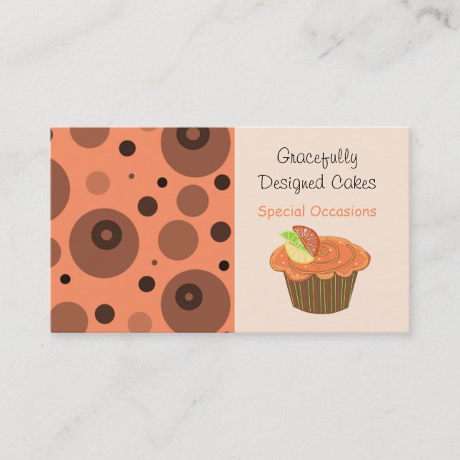Orange and Brown Fruit Cupcake Business Card (Front)