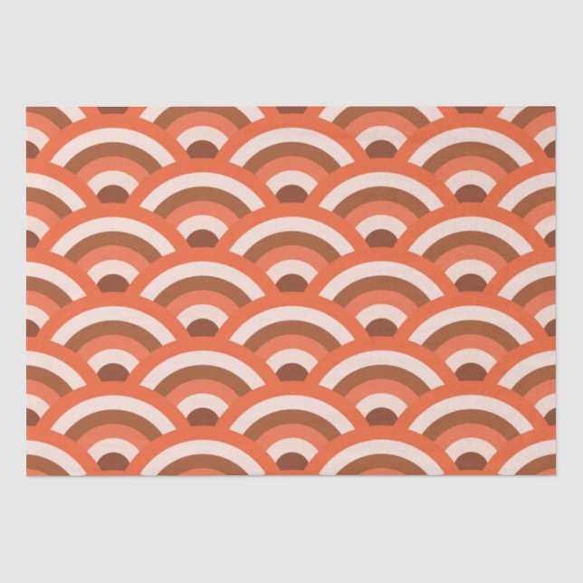 Orange and Brown Japanese Waves Pattern  Tissue Paper (Front)
