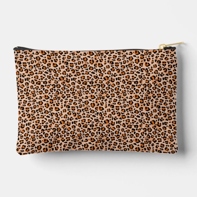 Orange and Brown Leopard Print Accessory Pouch (Back)