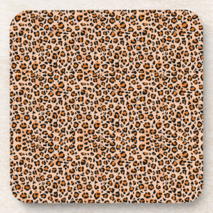 Orange and Brown Leopard Print Coaster