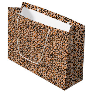 Orange and Brown Leopard Print Large Gift Bag