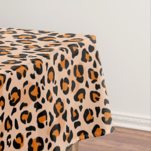 Orange and Brown Leopard Print Tablecloth