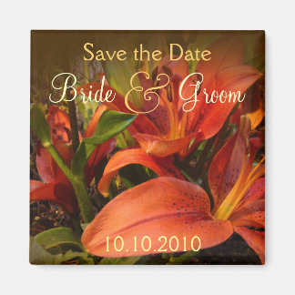 Orange and Brown Lily Save-The-Date Magnet