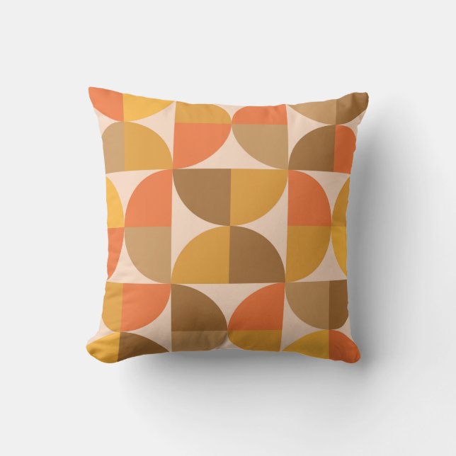 Orange and Brown Mid Century Half Circles  Cushion (Front)