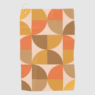 Orange and Brown Mid Century Half Circles  Golf Towel