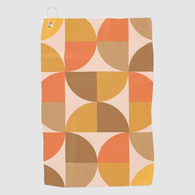 Orange and Brown Mid Century Half Circles  Golf Towel (Front)