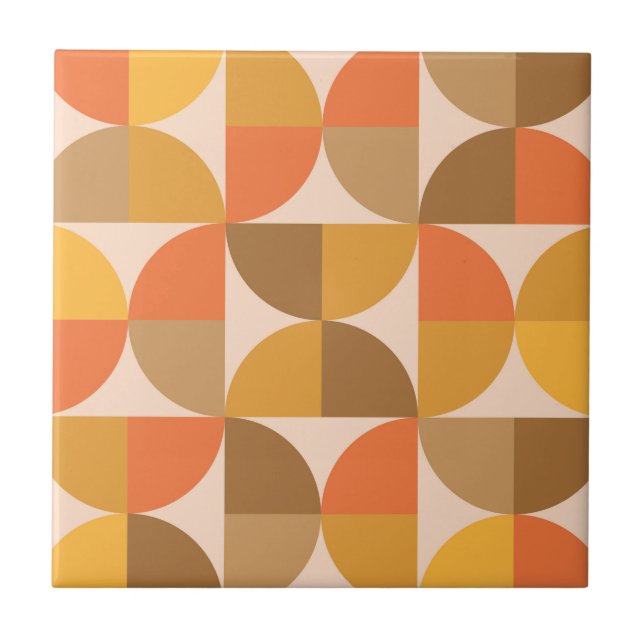 Orange and Brown Mid Century Half Circles  Tile (Front)