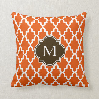 Orange and Brown Moroccan Monogram Cushion