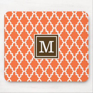 Orange and Brown Moroccan Monogram Mouse Mat