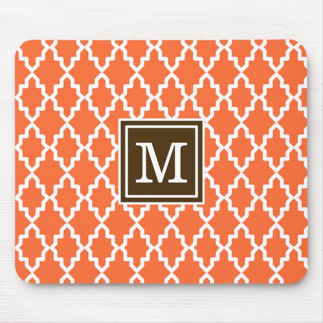 Orange and Brown Moroccan Monogram Mouse Mat (Front)
