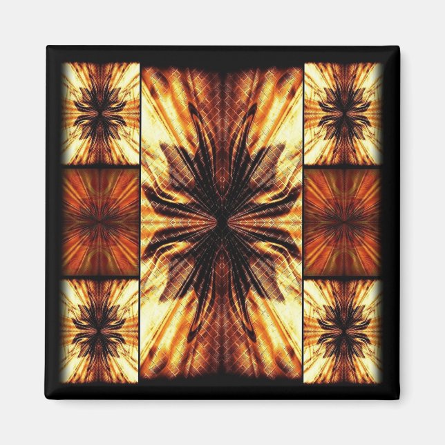 Orange And Brown Retro Pattern Magnet (Front)