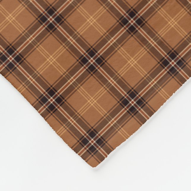 Orange and Brown Rustic Plaid Pattern Fleece Blanket (Corner)