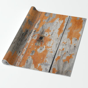 Orange and brown wooden board wrapping paper