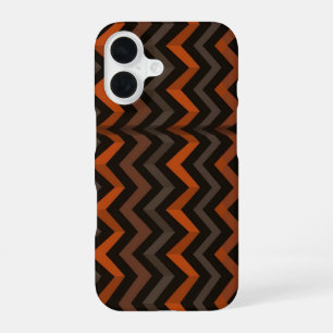 Orange and Brown Zigzag Pattern iPhone 16 Case