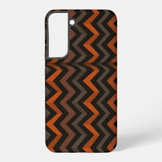 Orange and Brown Zigzag Pattern Samsung Galaxy S22+ Case (Back)