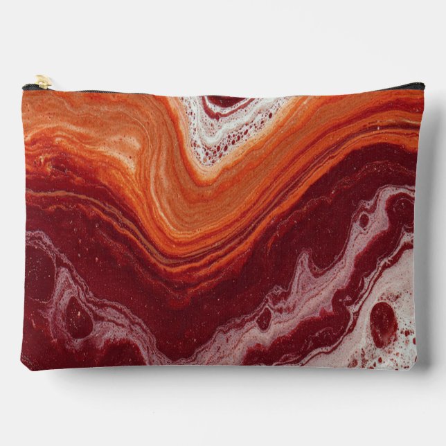 orange and burgundi fluid accessory pouch (Front)