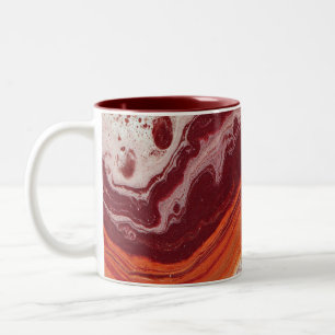 orange and burgundi fluid Two-Tone coffee mug